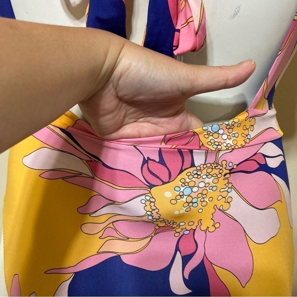 TRINA TURK ruffle shoulder floral one piece swimsuit “breeze ruffle” 14 nwt - Picture 9 of 12